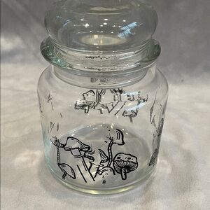 Glass Jar with Mushroom Design